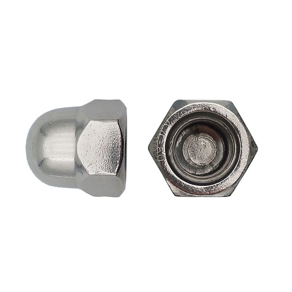 100 Ecrous Borgnes M10 mm – DIN 1587, Inox A4, D-Work