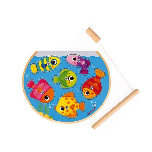 Puzzle en bois Speedy fishavec canne à pêche – 18 mois à 3 ans
