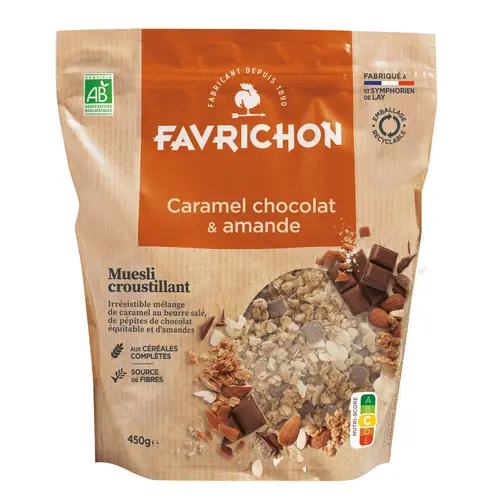 Muesli croustillant caramel chocolat amande Favrichon - 450 g