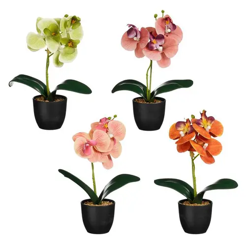Orchidée artificielle colorée en pot - Ø 12 x H 26 cm
