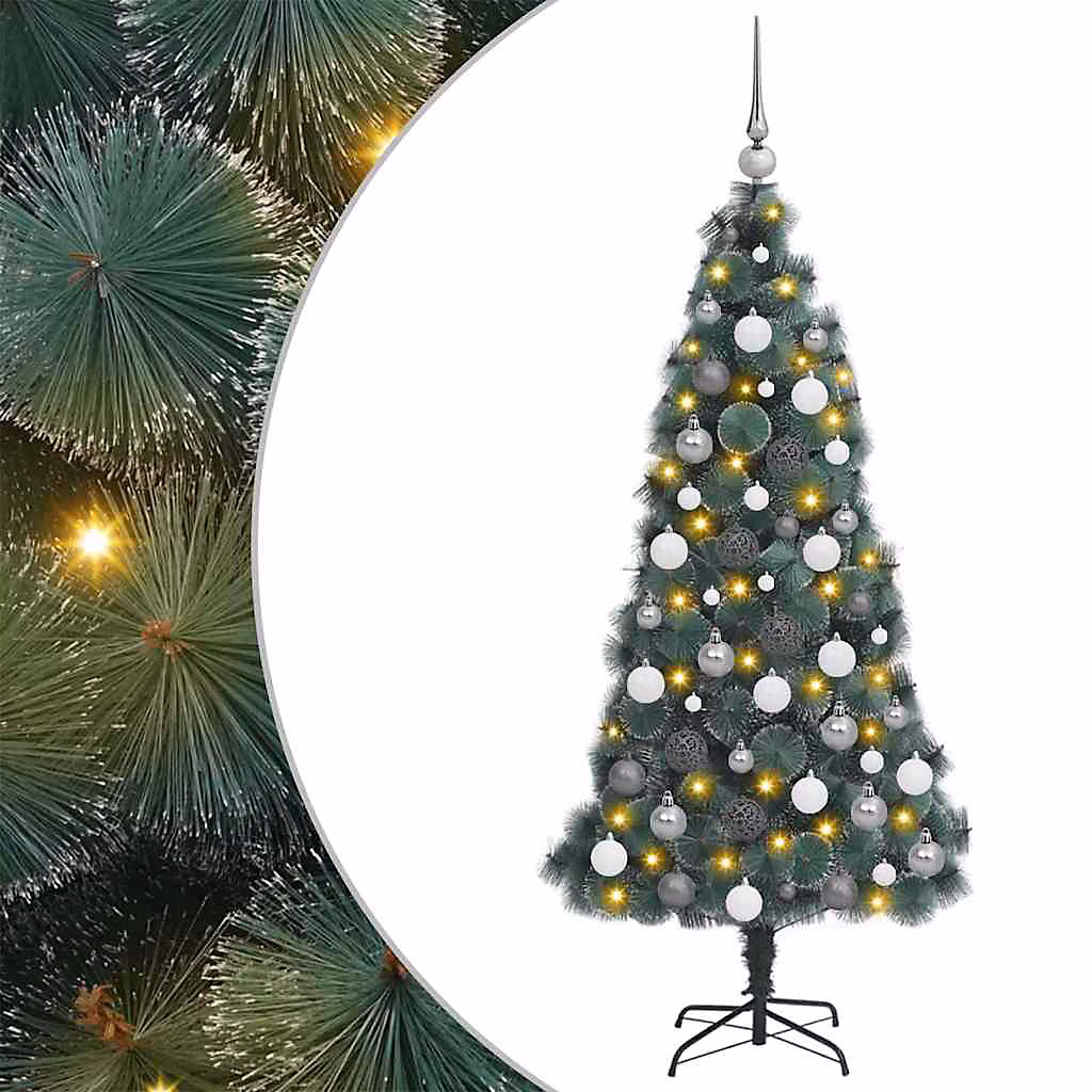 Arbre de Noël artificiel pré – éclairé avec ensemble de boules vidaXL