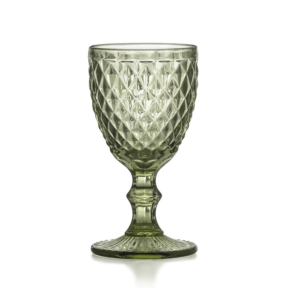 6 verres à pied 20 cl Vert – Diamond par Médard de Noblat