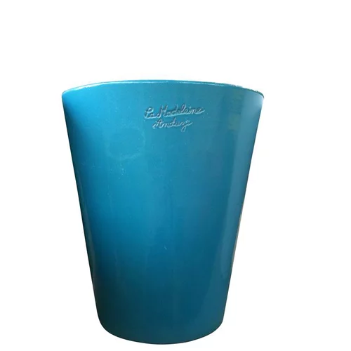 Pot Mazagran bleu turquoise en terre cuite émaillée H 63 X Ø 55 cm
