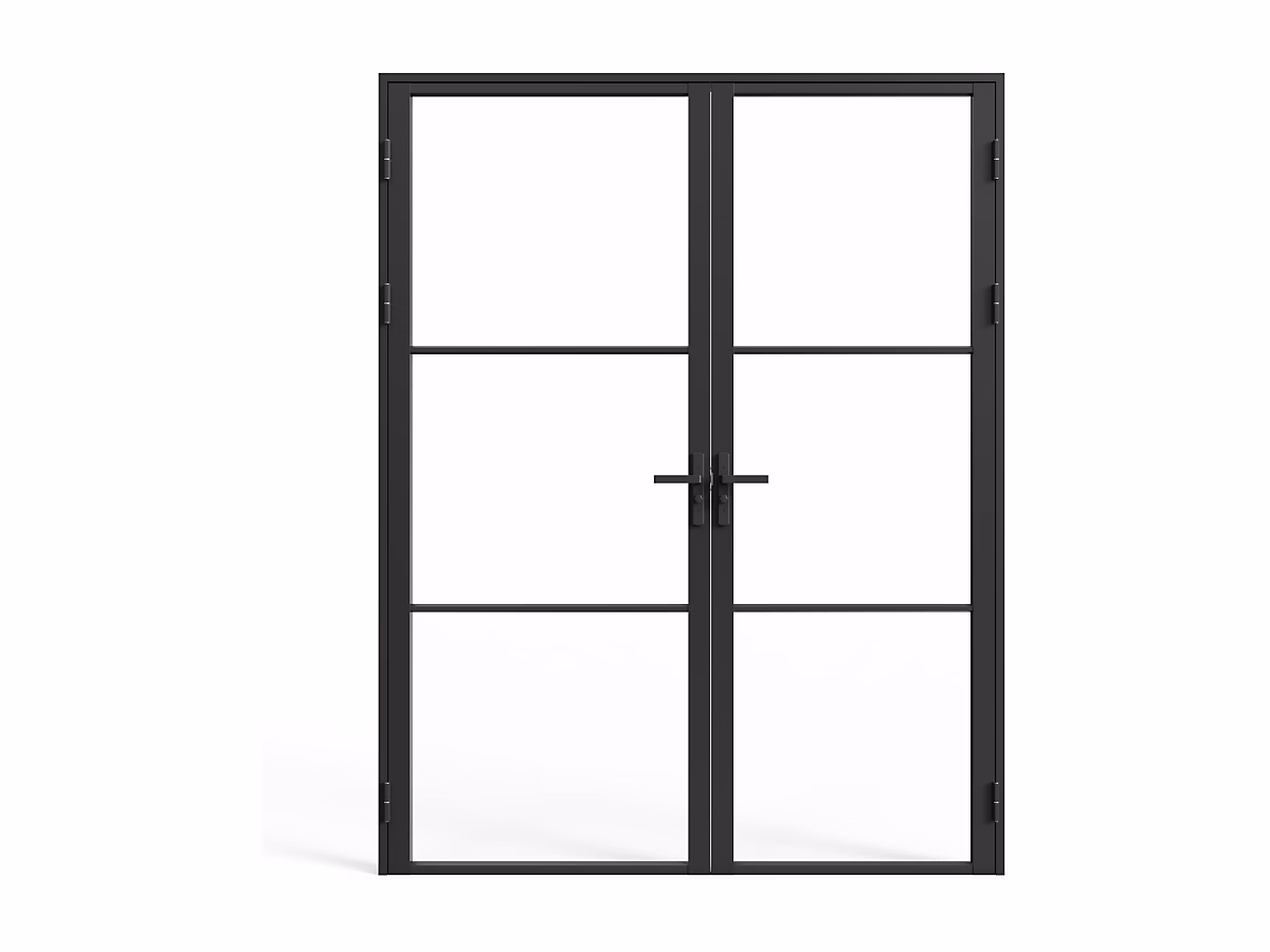 Bloc porte réversible à deux battants en aluminium et verre trempé | 2 x H204 x L73 cm – Noir – MASERU