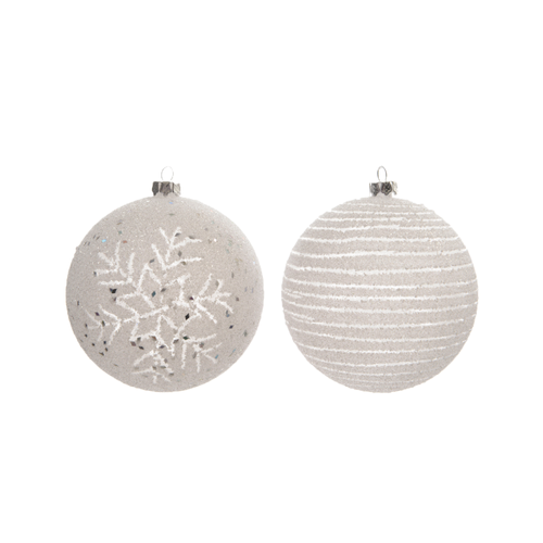 BOULE INCASSABLE BLANCHE EFFET NEIGE - ∅8CM