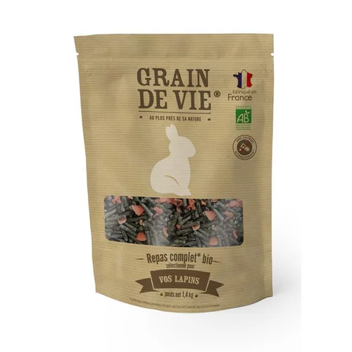 Nourriture bio aux carrottes pour lapins Grain de vie – 1,4 kg