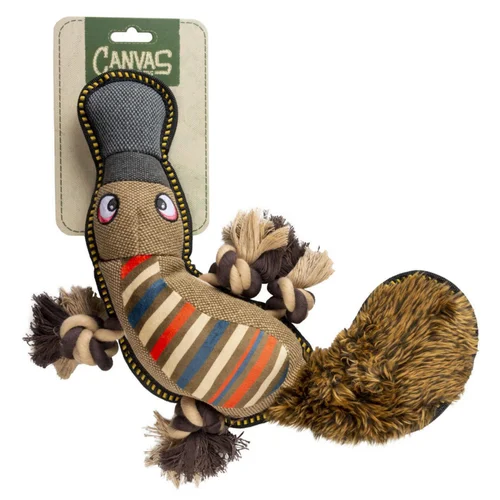 Jouet pour chien coloris marron peluche ornithorynque Duvoplus Canvas - 34 x 21 x 6 cm