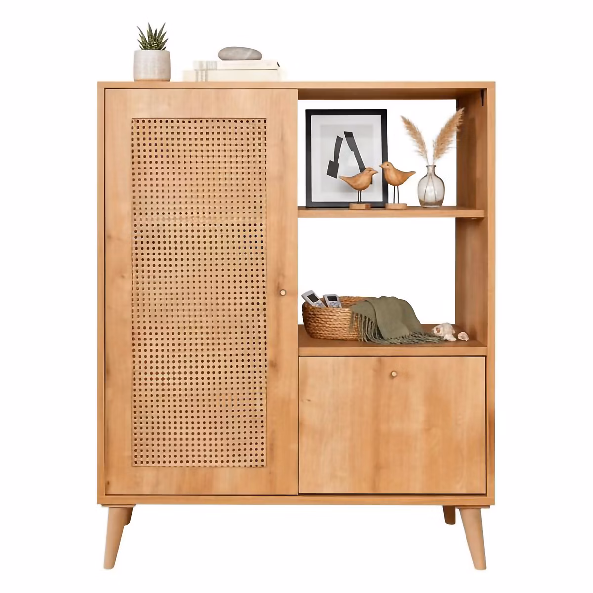 Buffet Astrion – Buffet du salon, Commode de salon, Garde-manger de cuisine, 90 × 40h110 cm, Chêne