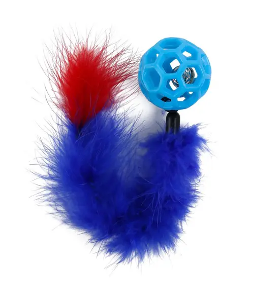 Jouet pour chat balle et queue boa coloris bleu Wouapy - Ø 4,8 cm