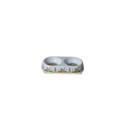 Gamelle double pour chat en mélamine Martin Sellier - 2 x 180 ml