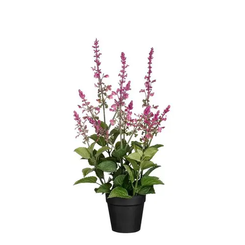 Sauge artificielle rose fuchsia en pot - Ø 20 x H 43 cm