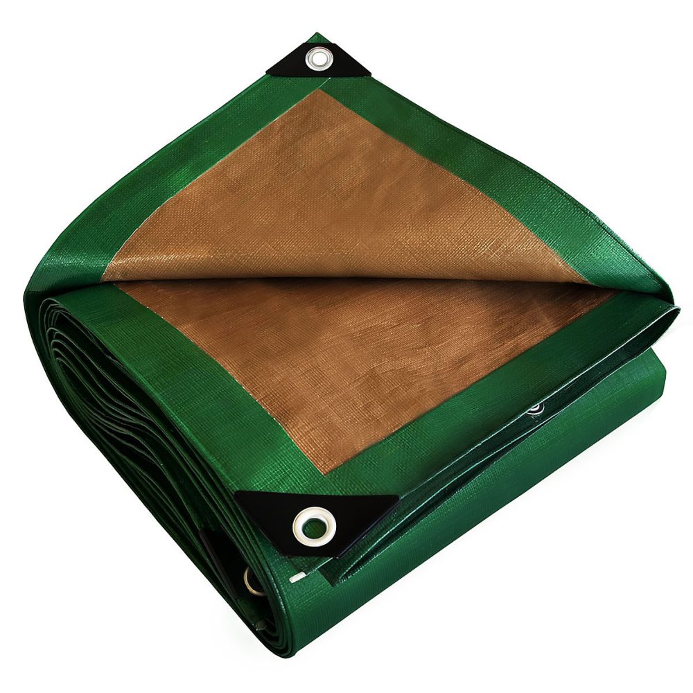 Bâche de Protection 2 × 3 m – TECPLAST, HQ250MU, Verte et Marron, Haute Performance, Bâche étanche, Résistance Anti, UV