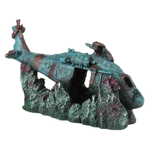Décor d'aquarium hélicoptère Chopper 2 coloris multicolore en résine de polyester - 28,5 x 11,5 x 18,5 cm
