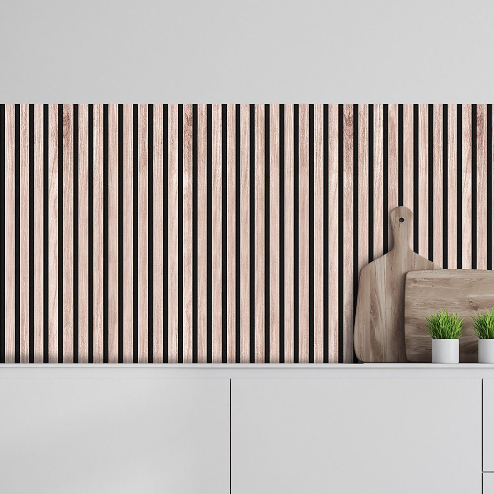 Crédence adhésive mur tasseau bois 60 × 300 cm