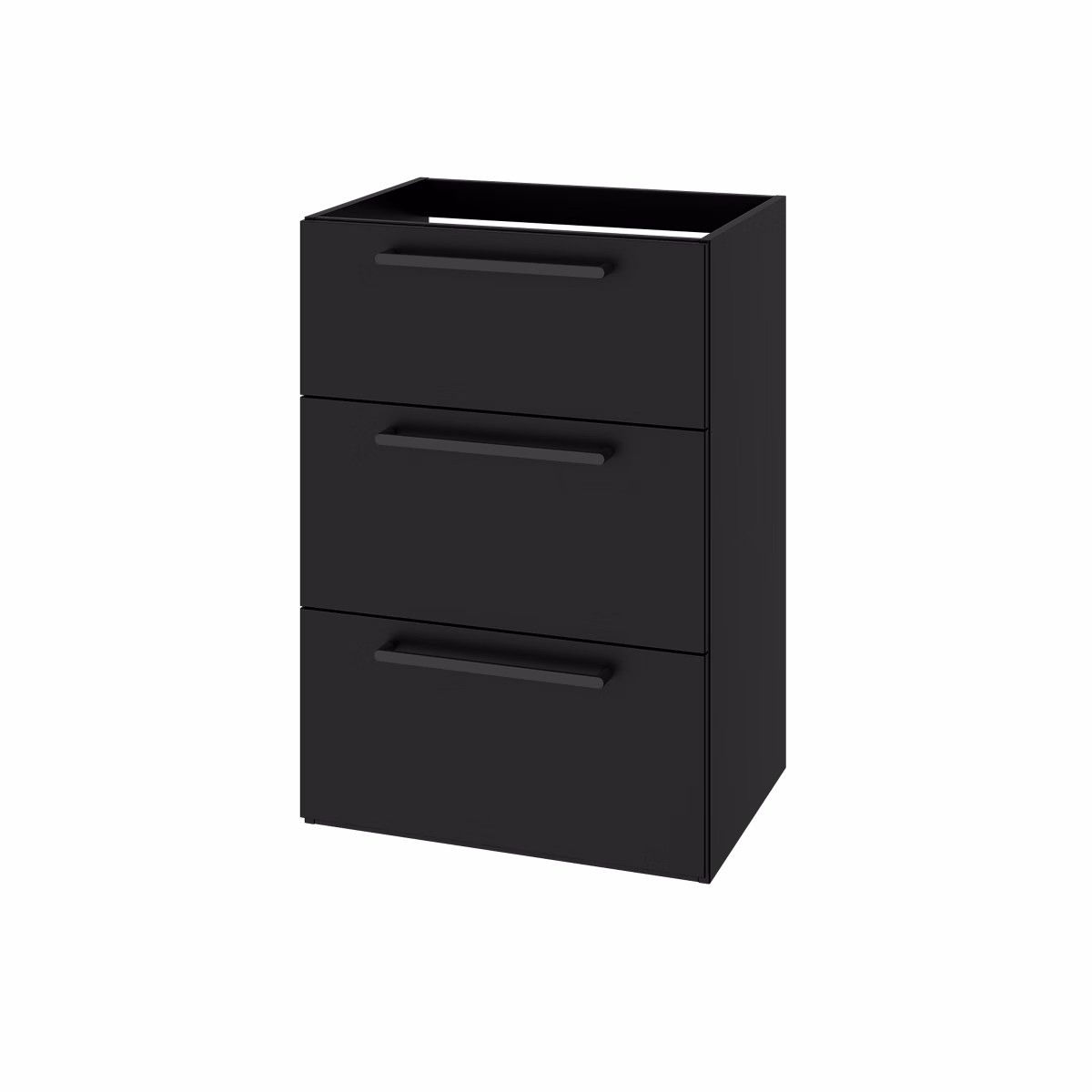 Meuble sous vasque à poser noir mat 3 tiroirs l.60 x H.86 – 5 x P.45 cm GoodHome Imandra
