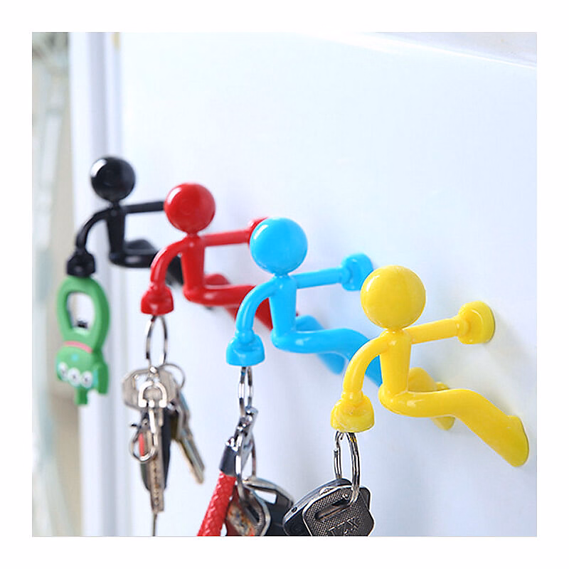 Meuble d'entrée – BASHLWUA (4 couleurs) Ensemble de 4 crochets magnétiques robustes pour clés avec support mural