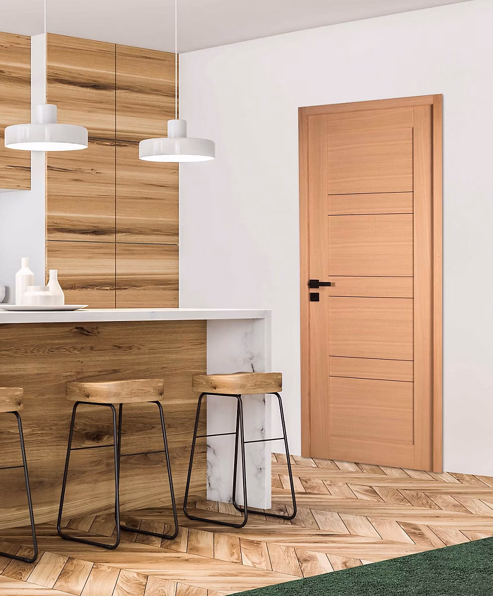 Bloc-porte (porte battante avec encadrement) – Bloc porte 1 Panneau CASSIOPEIA bois chêne européen 2040 x 830 Droite