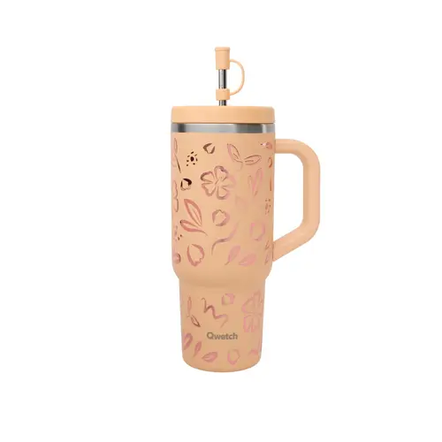 Travel cup isotherme en inox Qwetch Moani abricot - 900 ml