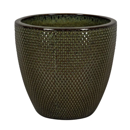 Pot rond en grès émaillé vert Passion for Pottery Busan - Ø 48 x H 40 cm