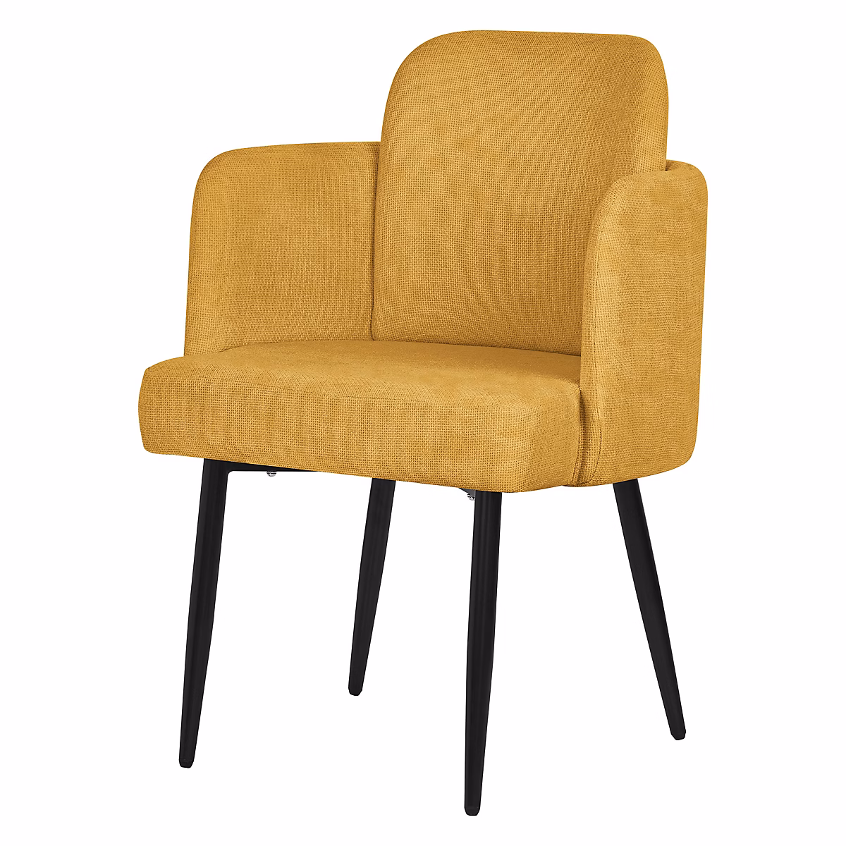 Chaise salle à manger ML-Design tissu moutarde avec accoudoirs dossier aspect rotin pieds en métal – Réf. MHDENMVLI4976694741