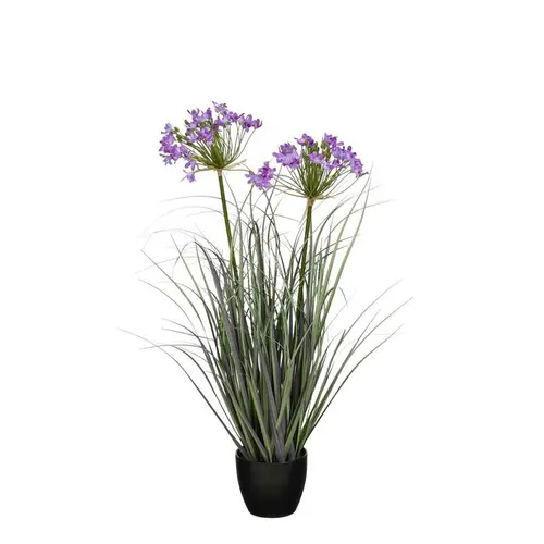 Allium ampeloprasum artificiel violet en pot - Ø 25 x H 80 cm