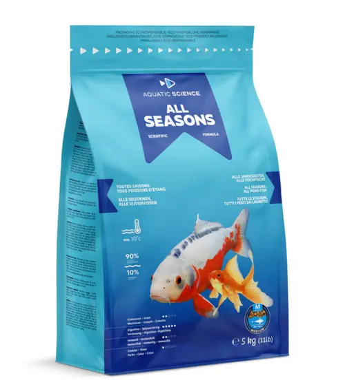 Nourriture annuelle pour poisson d'étang de minimum 15 cm de long Aquatic Science All Seasons - Taille M sac de 5 kg