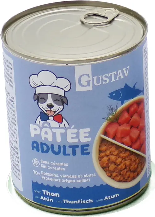 Pâtée pour chien adulte au thon sans céréales complète Bubimex Gustav - 800 g