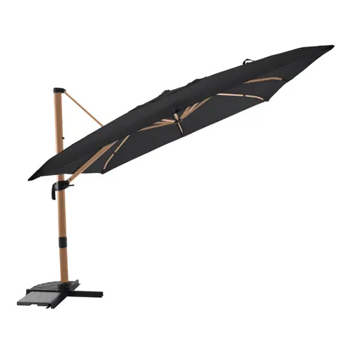 Parasol déporté carré en aluminium coloris beige - 300 x 300 cm