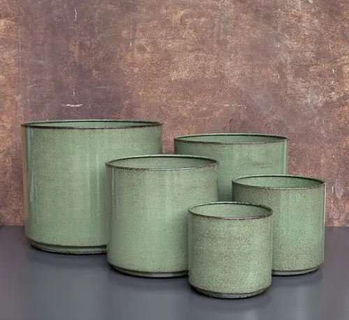 Cache-pot Looma coloris vert en zinc taille XXL - Ø 43 x 37 cm