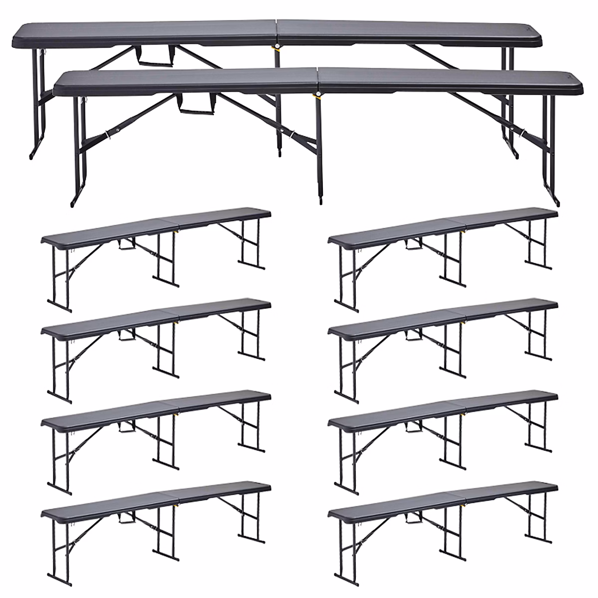 Bancs pliants 180cm 3 places – Oviala, lot de 10