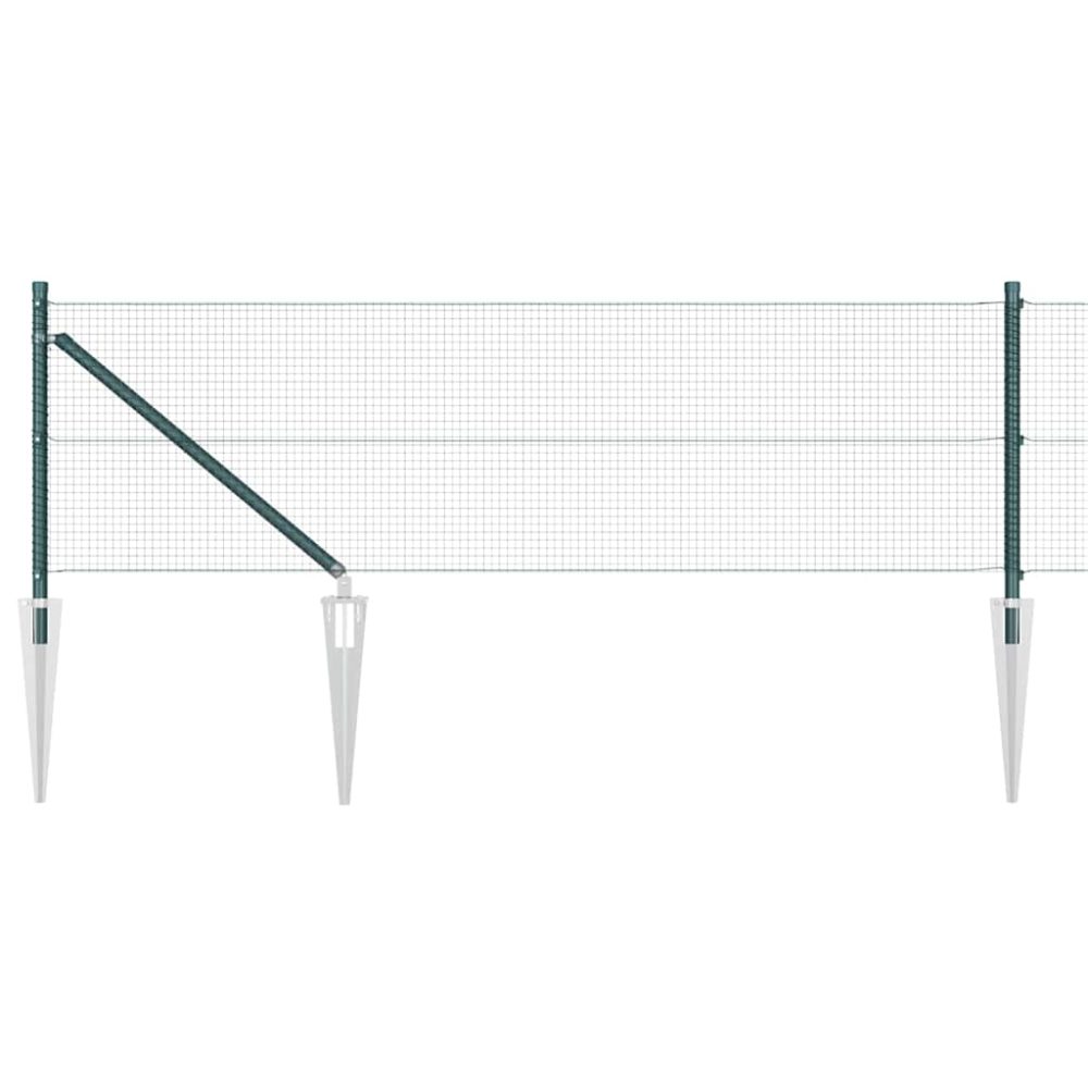 vidaXL Clôture en fil soudé avec pointes 10 x 0,5 m Vert Maille
