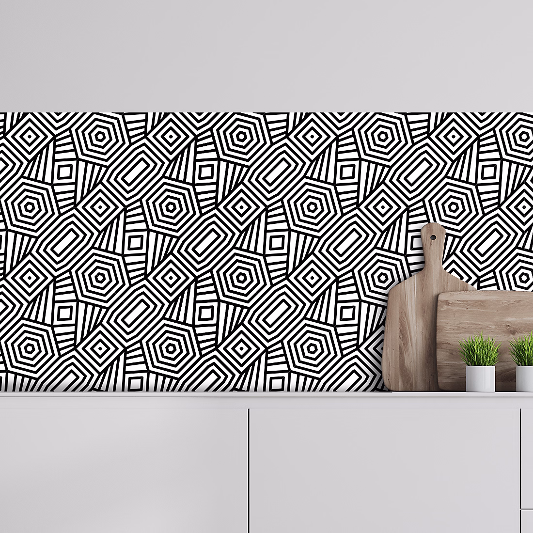 Crédence adhésive motifs géométriques 50 × 400 cm