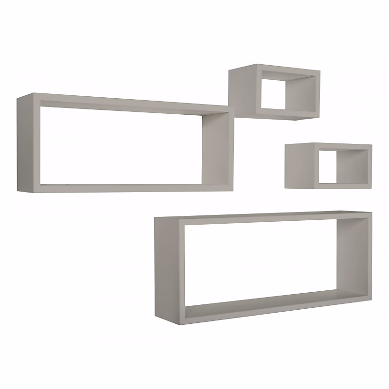 Ensemble de 4 étagères murales – meuble de salle de bain, brun taupe, 75x30x15, 5 cm, 60x25x15, 5 cm et 2x25x15x15