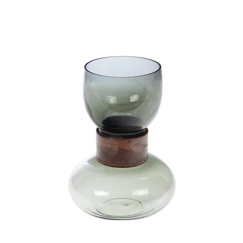 Vase avec col en verre coloris gris Zimbabwe - Ø 16 x H 20 cm