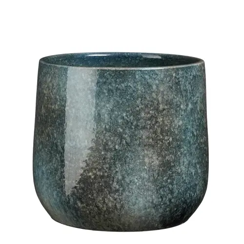 Pot rond coloris bleu en terre cuite Hugo Mica Decorations - 25 x Ø 28 cm