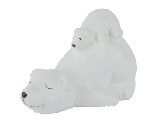 Ours polaire avec bébé en terre cuite blanc - 8,5 x 14,7 x 8,5 cm