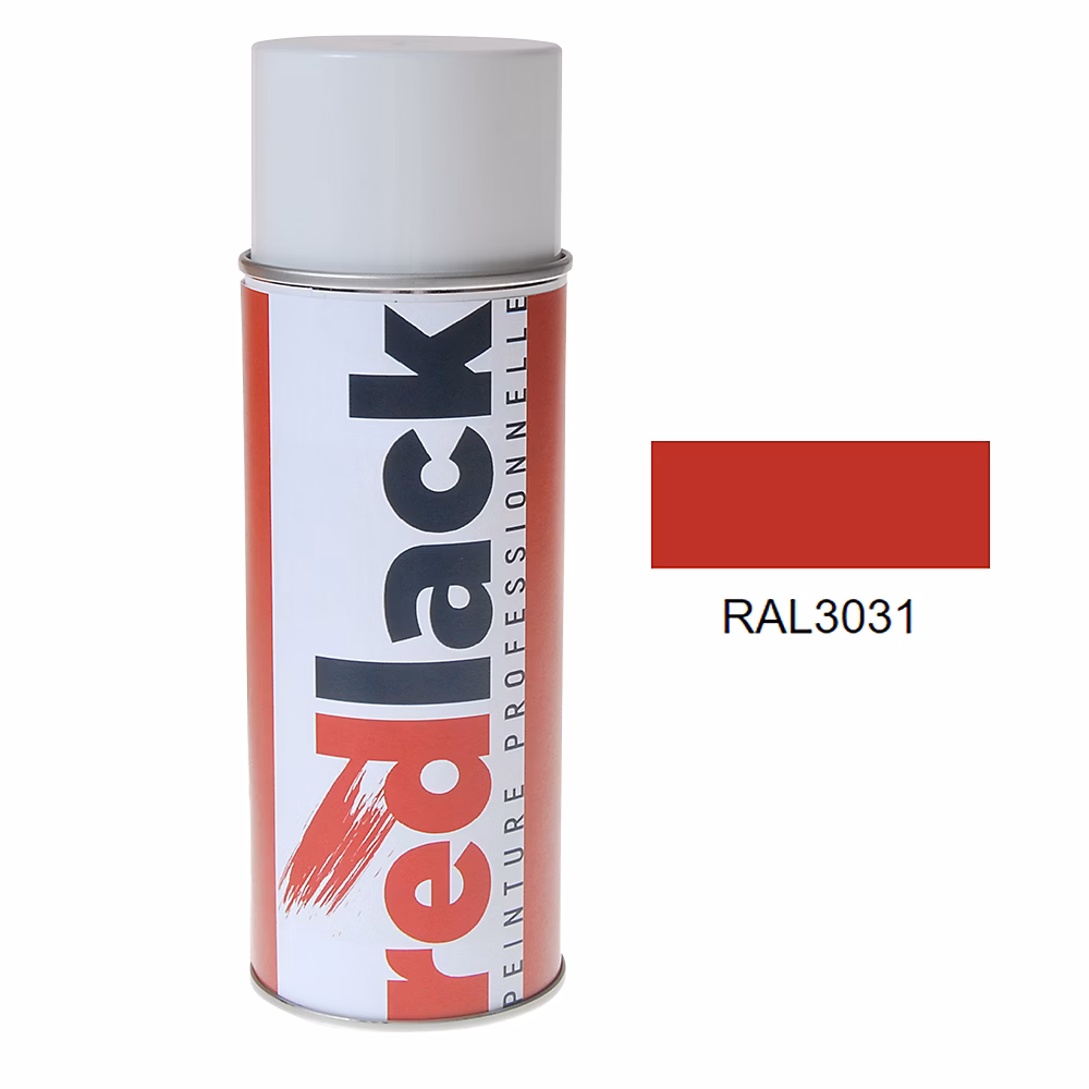 Bombe de peinture Aérosol – spray, 400ml, RAL 3031 Rouge oriental, Mat, multisupport, Redlack, RAL3031