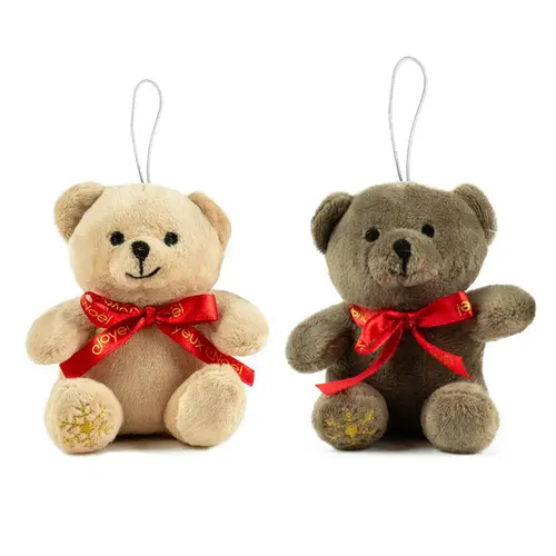 Décoration à suspendre mini ours avec nœud Joyeux Noël Kalidou - 9 cm