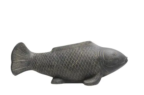 Décoration pour jardin aquatique coloris noir en pierre reconstituée figurine poisson SEDA - 60 cm