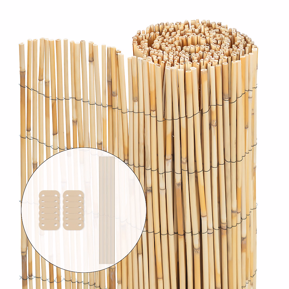 Canisse en roseau naturel Brise vue avec attaches de fixation 140 × 300cm VOUNOT