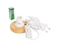 Kit électrique avec ampoule et socle rond en bois pour photophore maison taille L - les 3 pièces