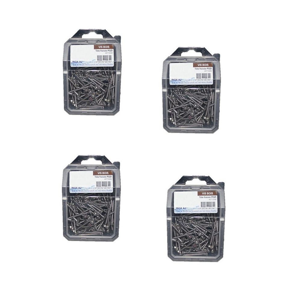 4 Coques de 50 Vis Bois Tête Fraisée Pozidriv 5 × 40 mm | Inox A2 – D – Work