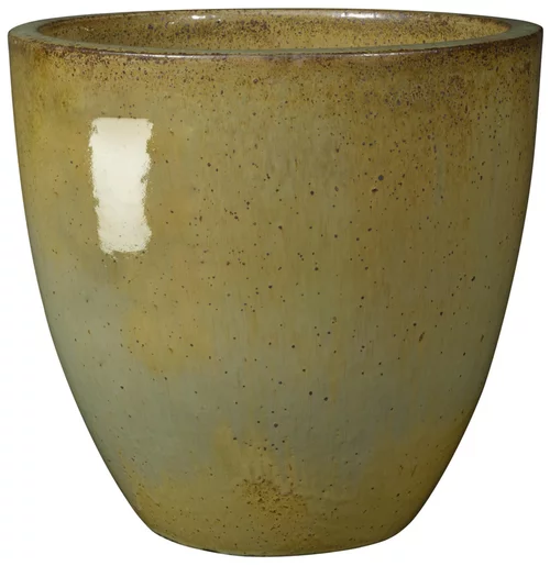 Vase en terre cuite émaillée jaune vert Deroma Tonkin Avocado 25 L - Ø 40 x H 36 cm