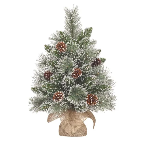 Sapin de Noël artificiel givré avec toile de jute Vandans - 45 cm