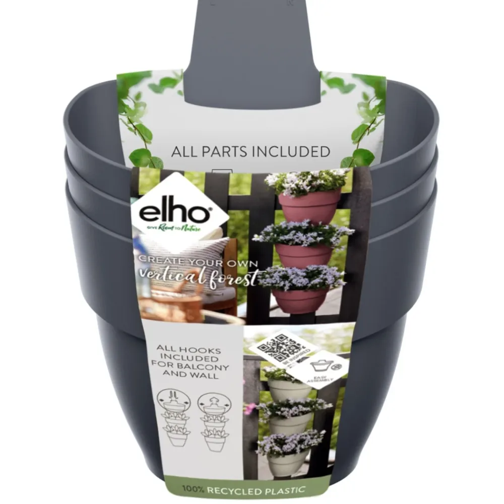 3 Pots de fleurs Vibia campana forêt Anthracite ELHO