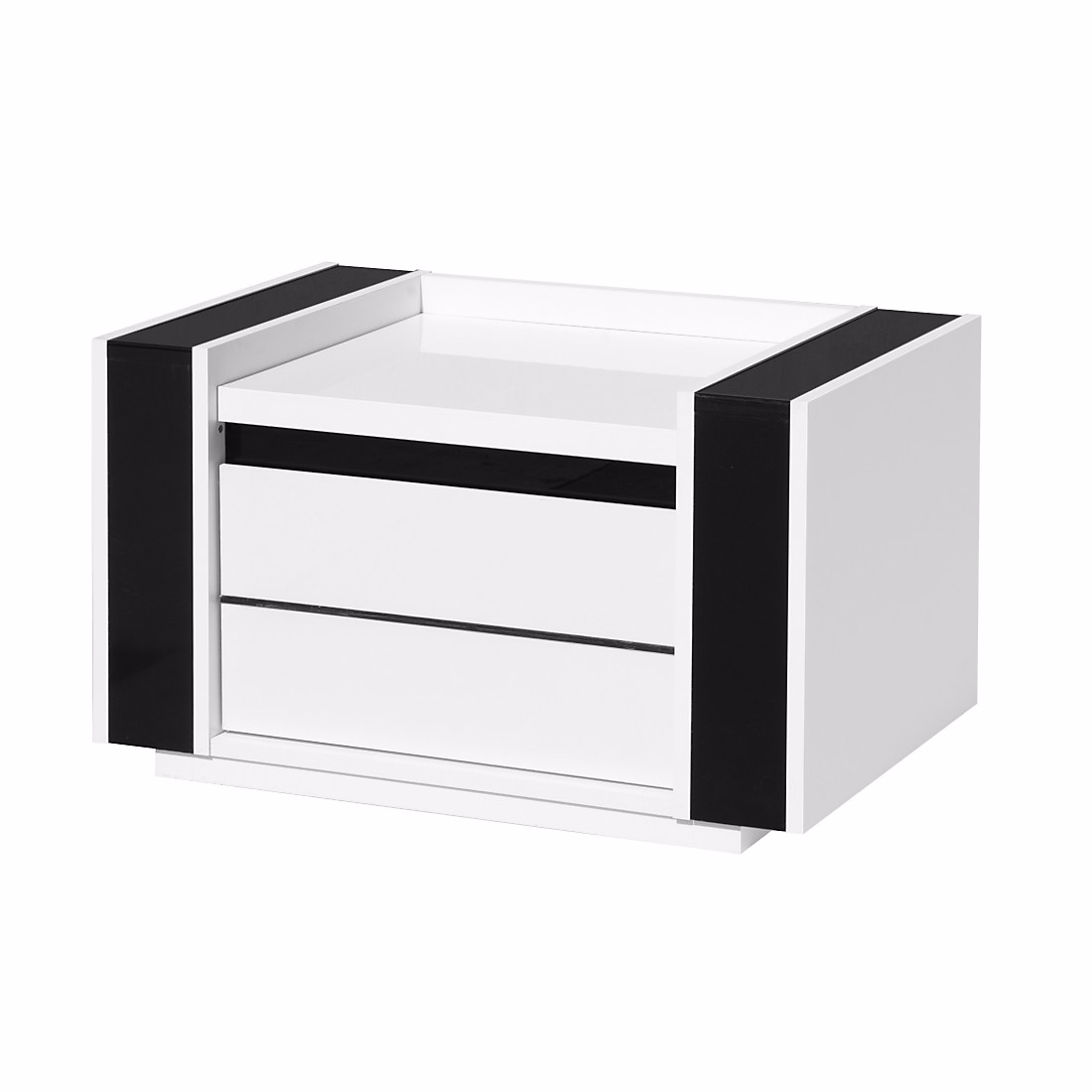 Chevet LINA 2 tiroirs Blanc et noir 71 × 42 × 45 cm