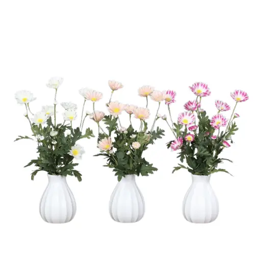 Marguerites artificielles en vase de céramique blanc - 37 cm
