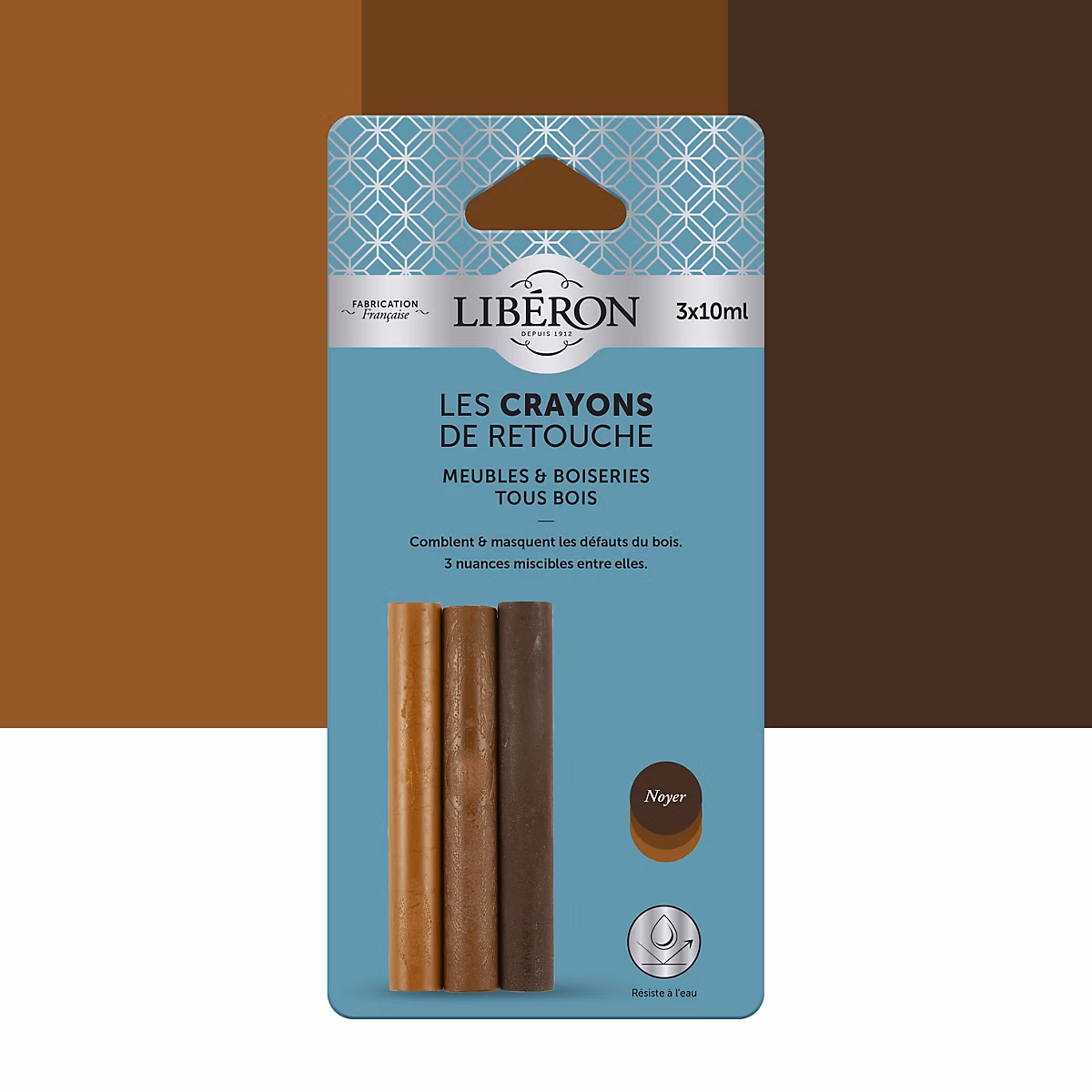 Réparation et traitement du bois intérieur et extérieur – Crayon de retouche bois noyer 3 x 10 ml Libéron