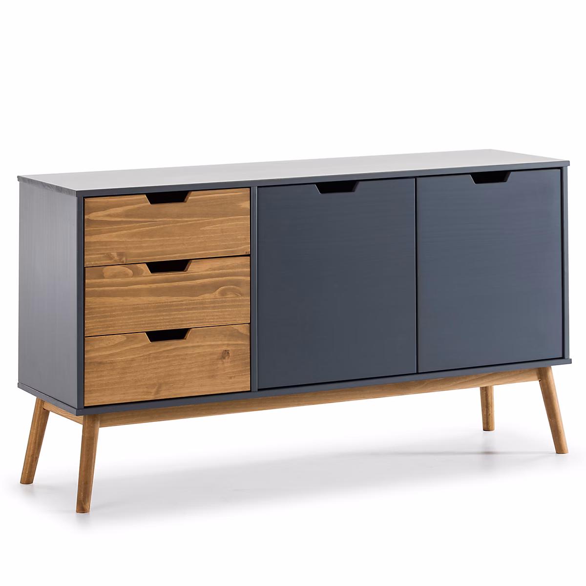 Buffet Commode Java 3 tiroir y 2 Porte Anthracite – 140 cm