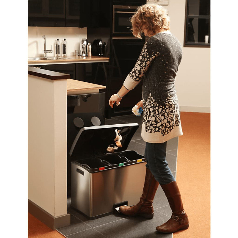 EKO Poubelle à pédale Rejoice 3 × 12 L Argenté mat